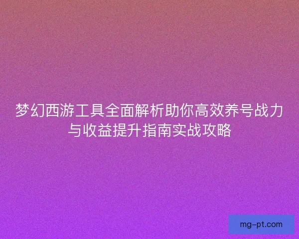 梦幻西游工具全面解析助你高效养号战力与收益提升指南实战攻略