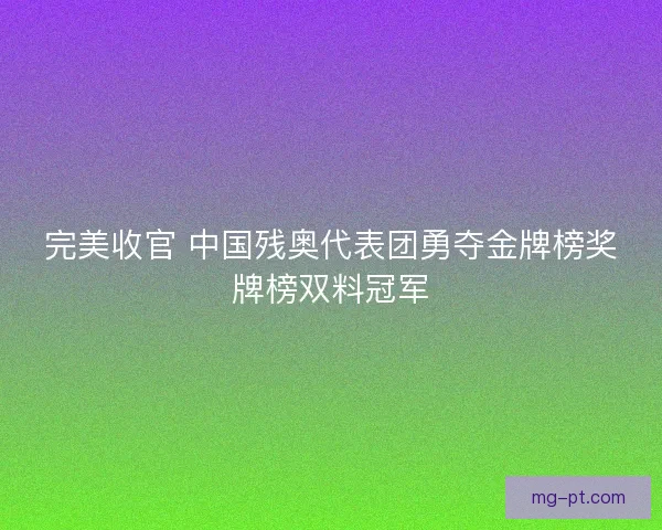 完美收官 中国残奥代表团勇夺金牌榜奖牌榜双料冠军